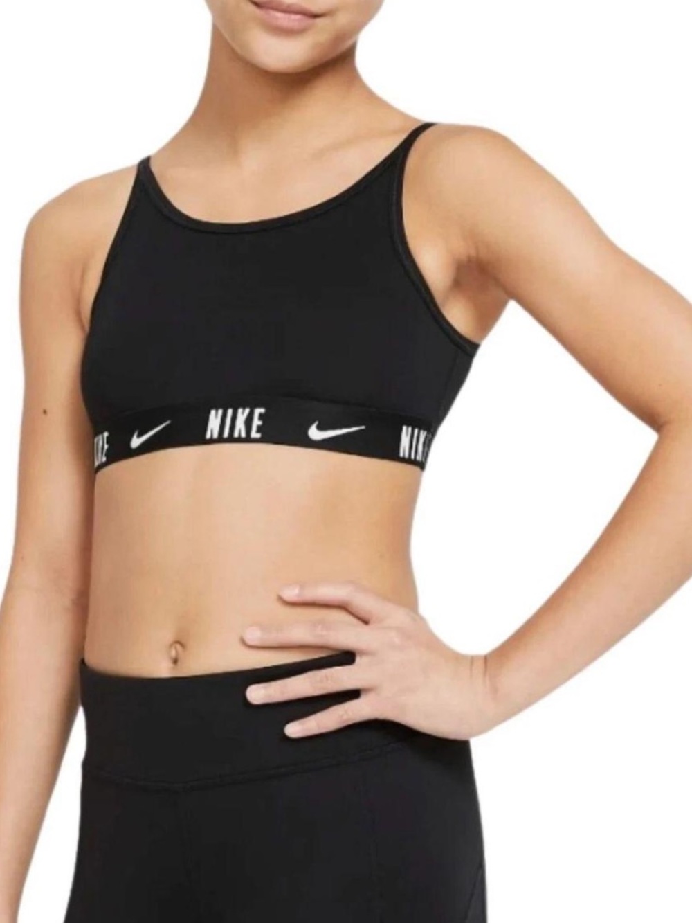 Nike Kids Black Crop Sports Bra with Branded Elastic